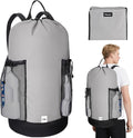 BALEINE 2PK 120L Laundry Bag Backpack, 900D Oxford Fabric Large Travel Laundry Bags with Shoulder Straps and 2 Mesh Pockets (Gray, 120L)