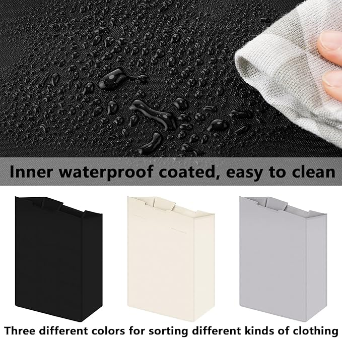 Windyun 3 Pcs Hypotenuse Laundry Sorter Replacement Bags Hamper Cart Removable Replacement Bags Laundry Storage Organizer Bag Hamper Liner, No Hooks 14.76 x 8.66 x 23.23/19.29" (Black,Beige,Gray)