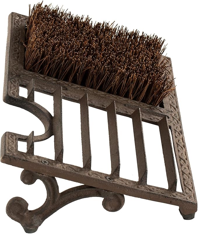 MyGift Heavy Duty Rustic Cast Iron Boot Scrubber for Outdoor Porch, All Weather Outdoor Shoe Scraper Brush and Boot Puller with Angled Design
