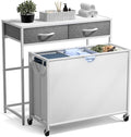 Sorbus 3 Section Laundry Hamper with Shelf and 2 Drawers for Laundry Room Organization, Laundry Basket with Wheels, Rolling Laundry Hamper, Laundry Sorter for Optimal Storage and Organization (White)