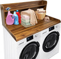 2-Tier Washer Dryer Countertop, 54" W x 27.55" D Laundry Countertop Organization with Non-Slip Pad, Wooden Washer and Dryer Topper for Folding Clothes, Laundry Room Storage