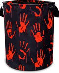Blood Spatter Hand Print Laundry Basket Blood Drop Pattern Foldable Oxford Cloth Funny Tote Bag Laundry Hamper Clothes Storage Bucket Organizer For Bathroom/Laundry/Bedroom 18.9x16.5in
