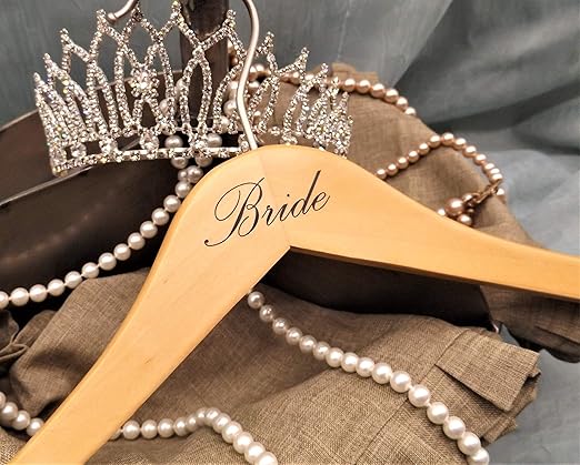 NAHANCO G20017WB Bridal Hanger, Natural Wood Suit Hanger with Black Imprint (Groom), 17” (1 Piece)