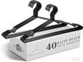 16.5" Heavy Duty Matte Black Metal Hangers 40 Pack, Wire Black Clothes Hangers for Coat Suit, Shirts, Dress, Pants，Camisole Wedding Dress (Black, 40Pack)