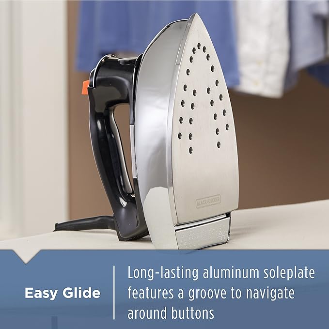 BLACK+DECKER The Classic Iron,F67E-T,Aluminum Soleplate,Steam or Dry Ironing,7 Temperature Settings,Anti-Drip,(Pack of 2)
