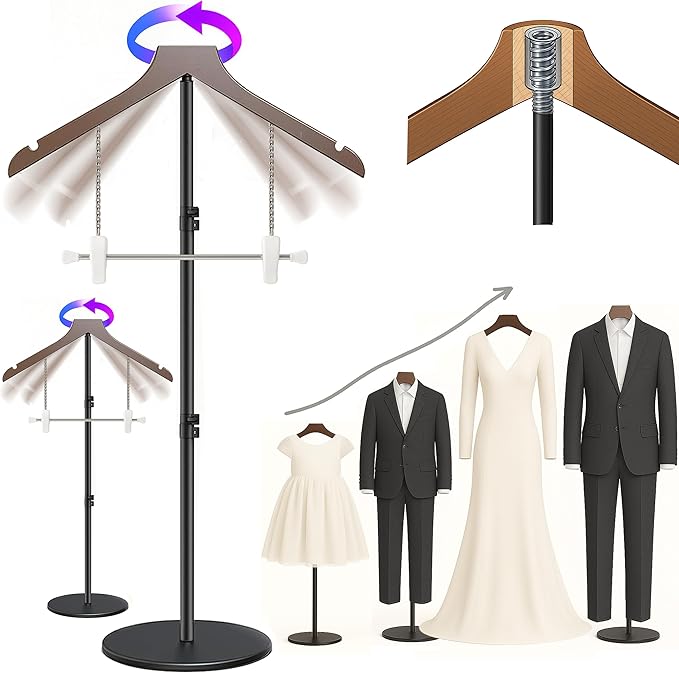 2 Pack T Shirt Stand Display 26-64.7 Inch with Pants Clip, Height Adjustable for Long Short Clothes Dress, Display Mannequin for Store, Closet, Photoshoot, Exhibition, Vendors Shop, Parties(Brown 2)