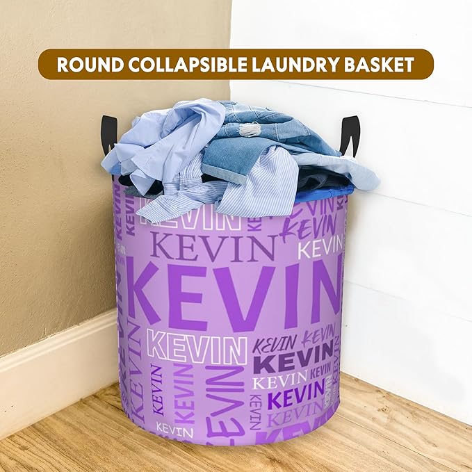 Custom Name Laundry Hamper, Personalized Dirty Clothes Hamper with Name for Bathroom Bedrooms Clothes Storage Organizer, Personalized Gifts for Boys Girls Men Women