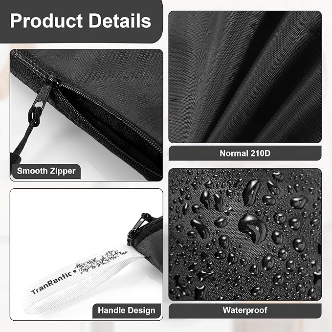4Pcs Travel Laundry Bags, Dirty Clothes Travel Bag, Waterproof Wet Bags with Zips, Reusable Wet Dry Bag for Swimming Yoga Dance Clothes (Black)
