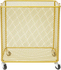 Wire Metal Rolling Laundry Basket On Wheels,Gold Mesh Wire Laundry Basket Storage Cart for Bathroom Bedroom Dirty Clothes Storage (I)