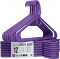 NEATERIZE Ultra Heavy Duty Plastic Clothes Hangers - Purple - Durable Coat, Suit and Clothes Hanger. Perchas De Ropa (12 Pack - Purple)