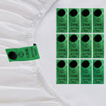 SheetSnaps Crib Sheet Labels – 12-Pack Snap-On Green Tags – Easy Sheet Orientation for Crib Beds – Washable, Durable Sheet Size Identifiers for Baby Bedding