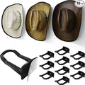 Modern JP Adhesive Cowboy Hat Hooks for Wall (10-Pack) – 3-Inch Wall Mount for Secure Hold, Wide Brim Hat Organizer, Western Room Decor – Black