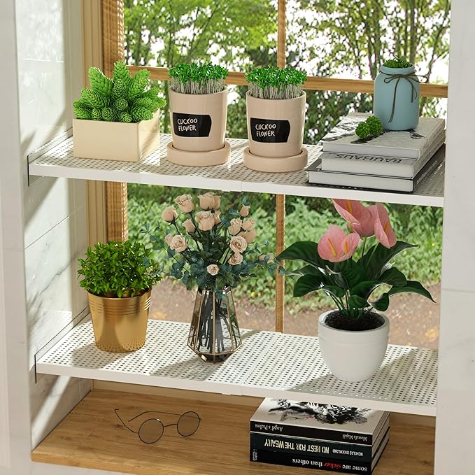Closet Shelf Divider Expandable Cabinet Storage Shelving Rack Heavy Duty Metal DIY Tension Shelf Separator for Cabinet Wardrobe Cupboard Pantry Kitchen Bedroom,White,2packs