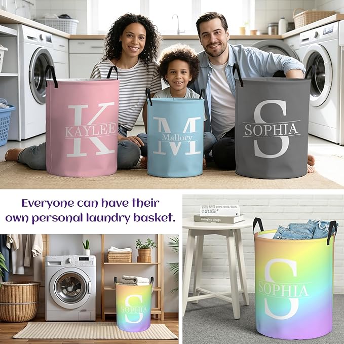 Customized Name Laundry Basket, Custom Laundry Hamper with Name, Personalized Laundry Hamper with name, Customization Name laundry Basket with Handles Gifts for Men Women