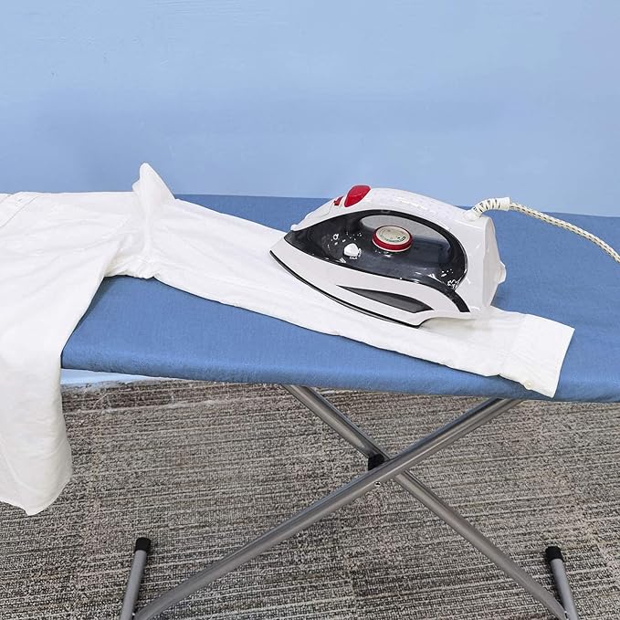 Ironing Board Cover and Pad, Standard Size 15x54, Thick Padding, Elastic Edge, Silicone Coated, Resist Scorching, Adjustable Fastener, Heavy Duty Padded Iron Board Covers (Blue)