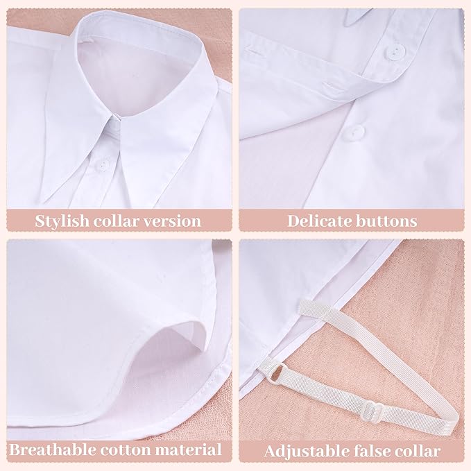 1Pcs Fake Collar for Women Detachable Dickey Collar Tops Faux False Collar Half Shirts Graduation Daily Wear Dress Up
