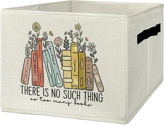 Book Lovers Gifts Storage Bins & Boxes with Handles, Bookish Gifts Foldable Basket for Organizing, Reader Gift Collapsible Storage Basket for Kids Bedroom Room Bathroom Clothes Toys Books