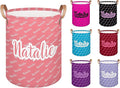 Personalized Laundry Basket, Custom Gift Laundry Hamper, Collapsible Nursery Waterproof Laundry Baskets, Dirty Clothes Toy Hamper with Handles Name Light Red