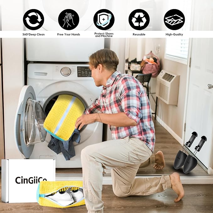 Shoe Washing Machine Bag, 2 Pcs Laundry Shoe Bag For Washing Machine, With 2 Boot Stretcher (L 6-12.5), 360°Deep Clean, Fit Most Shoes Type