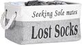 Lost Socks Basket for Laundry Room, Fabric Missing Sock Holder for Single Sock Organization, Collapsible Lost Socks Bin Stockings Container, Farmhouse Laundry Room Decor and Accessories