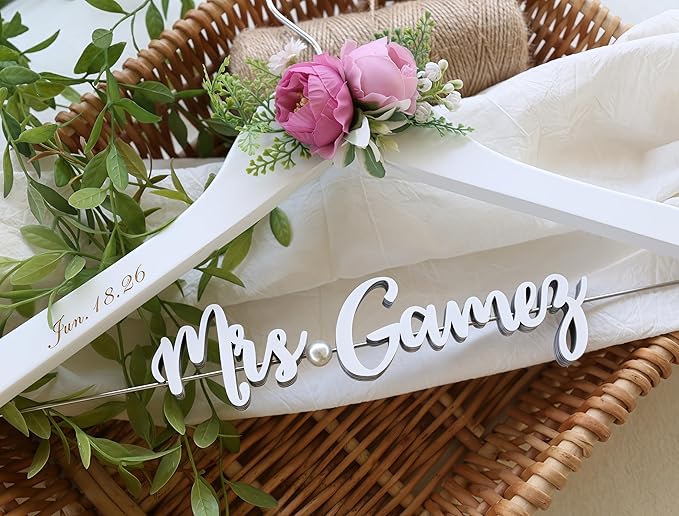 Custom Wedding Hanger with Bride Last Name & Date | Personalized Bridesmaid Gift Bridal Shower Gift