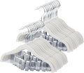 ManGotree 11.8'' Baby Velvet Hangers with Movable Clips, Non-Slip Kids Felt Hangers, Ultra-Thin Space-Saving Children's Clothes Hangers for Skirts, Pants, Dresses, Shirts, Jackets (28 Pack, White)