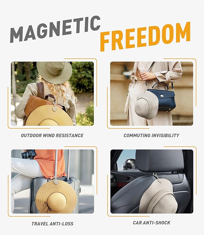 Nearockle Magnetic Hat Clip for Travel on Bag, 2026 Silicone Hat Clips Adjustable Sunhat Holder, Vacation Travel Essentials