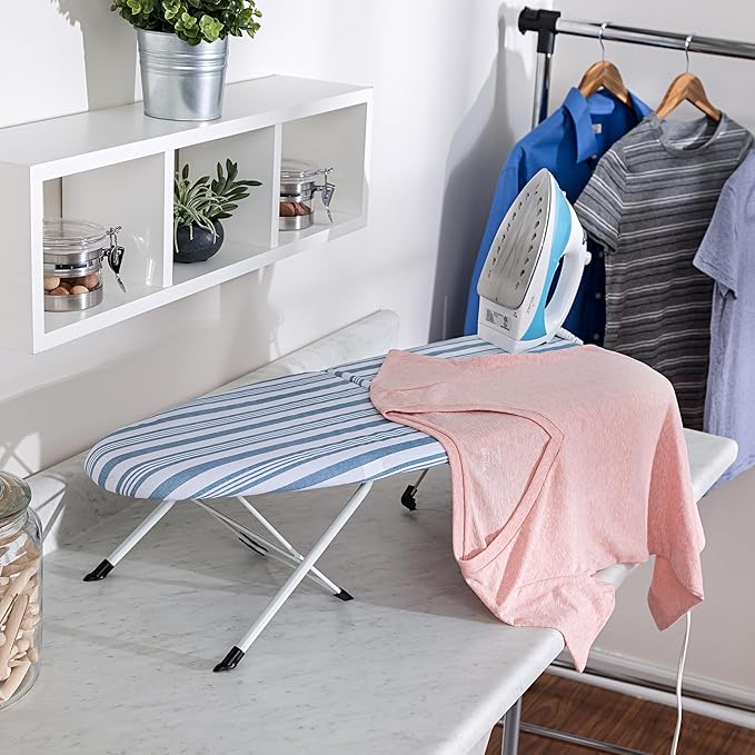 Honey-Can-Do Folding Tabletop Ironing Board with Iron Rest, Blue, 32” L x 12” W, Steel Frame