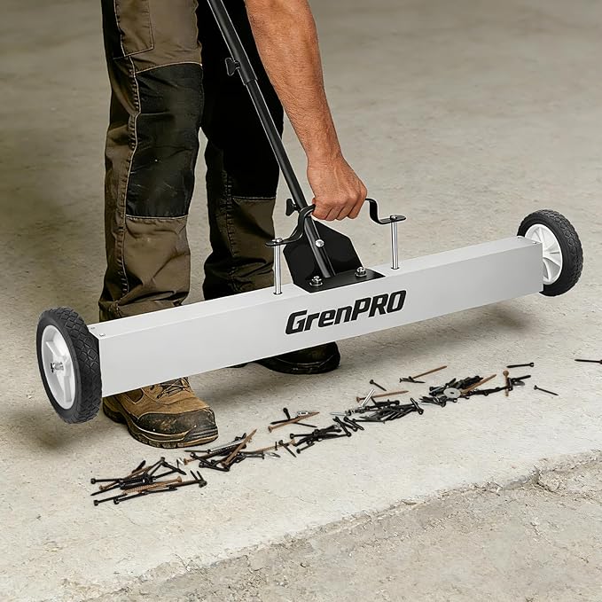 Magnetic Sweeper Rolling 36 Inch, 55-Pound Lawn Magnet for Nails, Magnet Sweeper with Wheels, Floor Push Sweeper with Telescoping Handle, Pick-up Nails Screws Workshop Garage ASIN B0FW4KD65Q