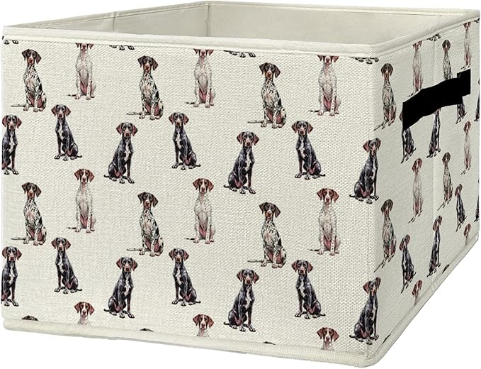 German Shorthaired Pointer Gifts Storage Bins & Boxes with Handles,Dog Foldable Basket for Organizing Dog Lovers Collapsible Storage Laundry Hampers for Bedroom Bathroom Clothes Toys Books
