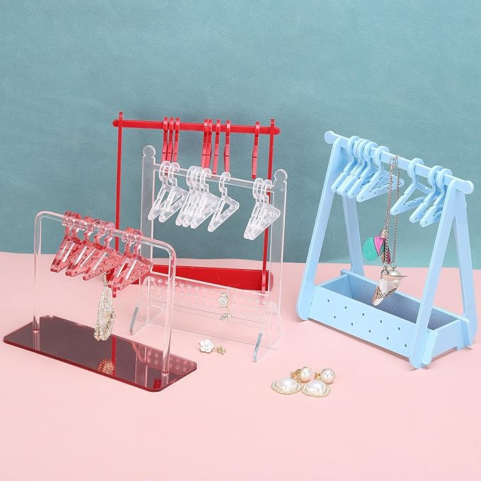 PATIKIL 30pcs Clothes Hanger Earring Holder, Mini Acrylic Coat Hangers Earring Hangers Hanger Rack Small for Earring Holder Organizer Stand Studs, Green