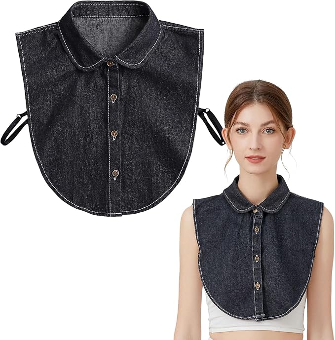 Eforcase Fake Collar Detachable Dickey Collar for Women Denim Fake Collar False Shirt Collar Dickey Collars Faux Collar