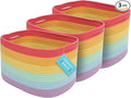 OrganiHaus Set of 3 Rainbow Woven Storage Baskets for Shelves, Decorative Organizer Bins for Kids Room, Nursery & Classroom, Colorful Toy Storage Basket for Playroom Decor – 15x9x10 inches