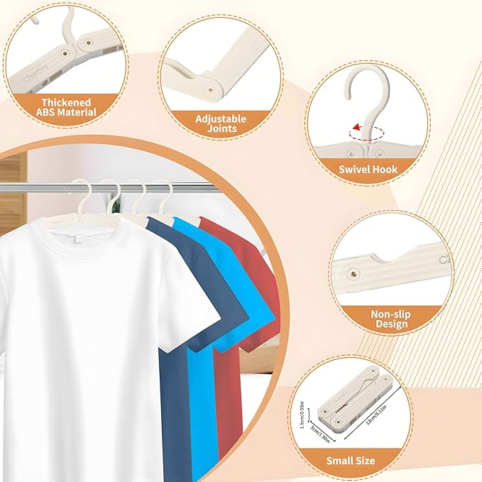 Foldable Travel Hangers 4 Pack Space-Saving ABS - Cruise Essentials 2025 for Cruise Ship & RV