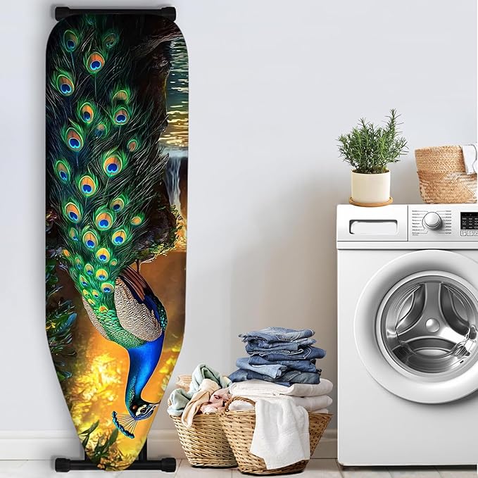 Nuxovilar Colorful Peacock Pattern Ironing Board Cover, 15 * 54inch, Fits Most Standard Boards, Ironing Accessory, Home Decor