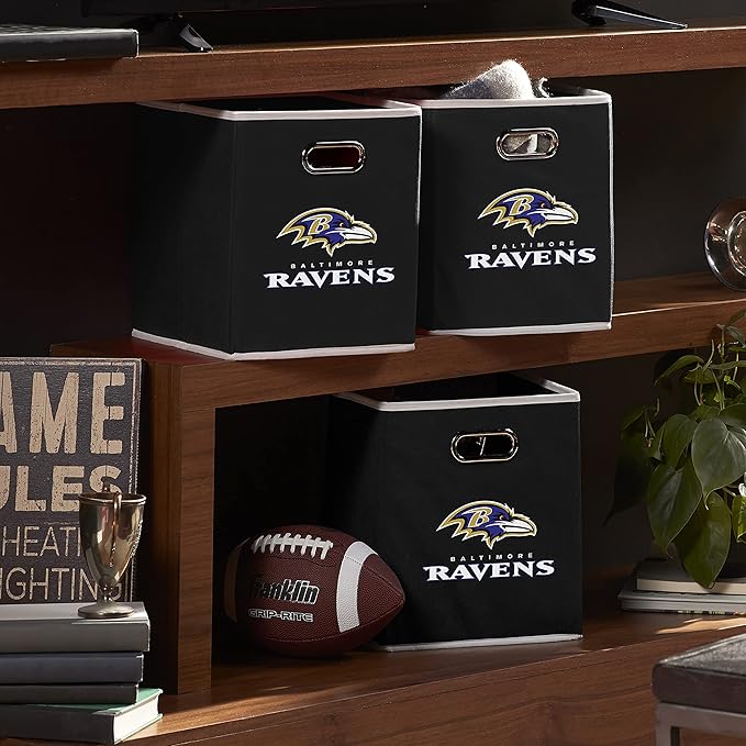 Franklin Sports NFL Storage Bins - Collapsible Cube Container + Basket - NFL Office, Bedroom + Living Room - 11"x11"