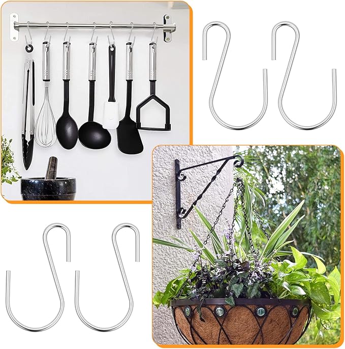 60 Pcs S Hooks for Hanging, 1 Inch Metal Hanging Hook S Shaped Metal Hook, Hanger Connector Hooks Ornament for Hang Jewelry Small Kitchenware Potted Plants(Silver)
