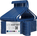 NEATERIZE Ultra Heavy Duty Plastic Clothes Hangers - Navy - Durable Coat, Suit and Clothes Hanger. Perchas De Ropa (38 Pack - Navy)