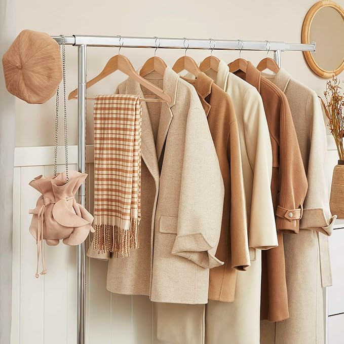 JS Hanger Wooden Coat Hangers, 20 Pack High Grade 17.5 Inch Wood Suit Hangers with Non Slip Pant Bar - Extra Smooth and Splinter Free Natural Finish