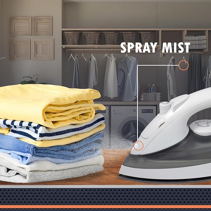 Newhouse 120V 1200-Watt Retractable Cord Steam and Spray Iron NHIR-001-R, Retractable Cord, Self-Cleaning, ETL Certified Home Essential
