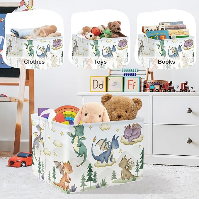 Dinosaur Laundry Hamper Large Storage Basket Cartoon Dino Collapsible Parents Organizer Kids Toy Clothes Bins for Bedroom, Bathroom, Tree, 36L