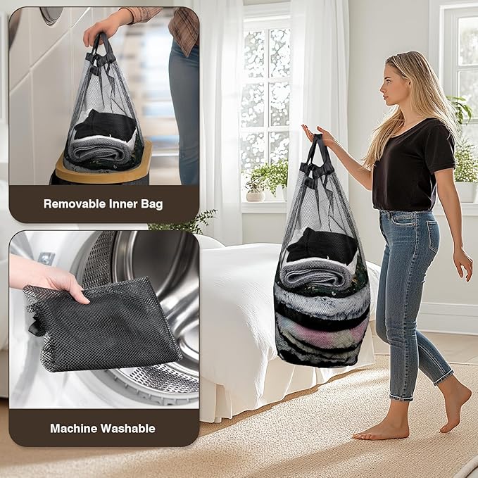 Slim Laundry Hamper with Lid, 60L Small Laundry Basket with Handles&Removable Bag, Thin Dirty Clothes Hampers for Laundry, Narrow Laundry Hampers for Bedroom Aesthetic, Dark Grey