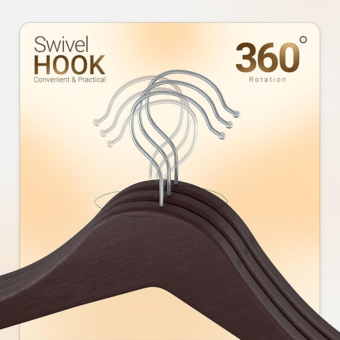 Utopia Home Premium Wooden Hangers 30 Pack - Durable & Slim Coat Hanger - Suit Hanger with 360-Degree Rotatable Hook - Wood Hangers with Shoulder Grooves (Brown Color)