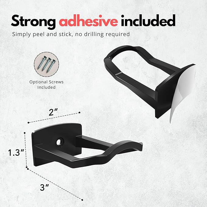 Modern JP Adhesive Cowboy Hat Hooks for Wall (24-Pack) – 3-Inch Wall Mount for Secure Hold, Wide Brim Hat Organizer, Western Room Decor – Black