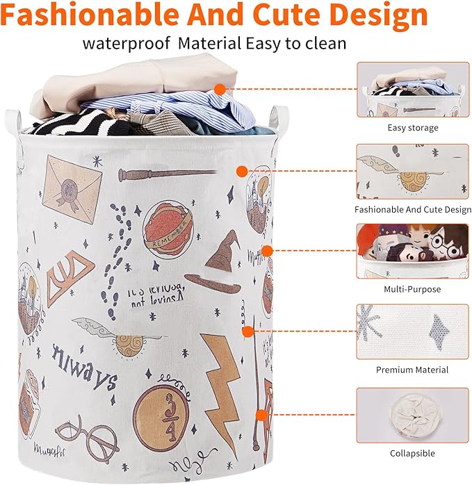 Nursery Decor,Baby Laundry Large Hamper Basket Foldable With Waterproof Pe Coating,Magic Dirty Clothes Basket for Kids,Bedroom,Bathroom Set,Toy Bin,Boys and Girls Birthday Gifts(Round)