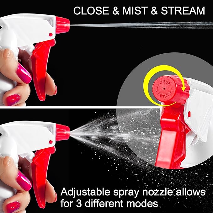 6 Pcs 16 Oz Spray Bottles，Adjustable Empty Spray Bottle for Cleaning Solutions，Spray Bottles Bulk，Refillable Spray Bottle for Planting, Water, Bathroom and Kitchen, BBQ, Commercial and Pet
