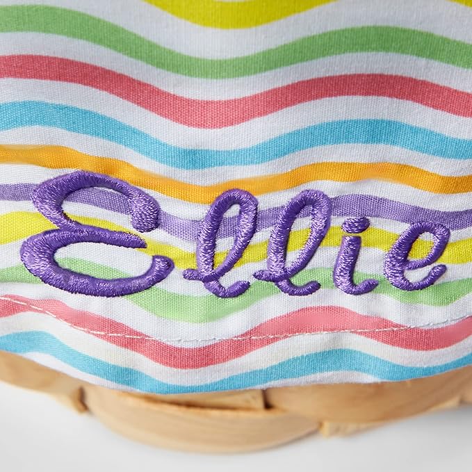 Let's Make Memories Personalized Easter Basket for Kids - For Boys - For Girls - Embroidered Name - Create Your Own - Fillable - Wicker - Easter Basket Stuffers - Medium - Blue Bunny Applique