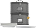 2 Pack 10" Salad Plate Quilted Cases - China Storage Container - Stackable With Padded Interior to Store your Dinnerware Dishes - Great for Luncheon Plates and Pasta Bowls