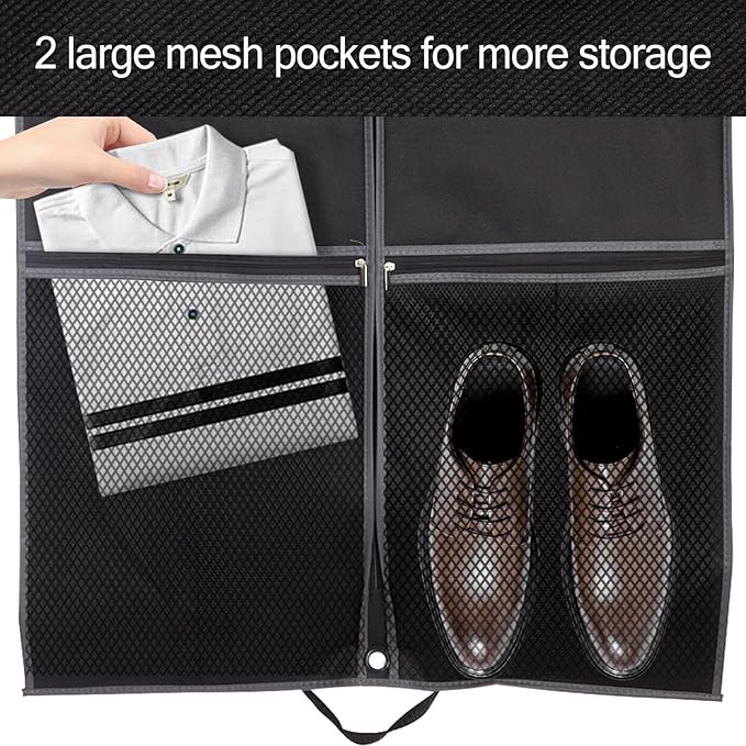 43" Garment Bag Suit Bag Garment Bags for Travel Duffle Bags for Hanging Clothes Storage Bag Carry on Garment Bag, Ideal for Wardrobes, Blazers, Dresses, Coats (1 Pack)