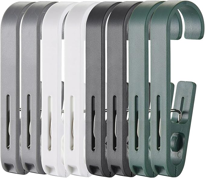 Large Laundry Hook Clothes pins 8pcs Sock Clip Laundry Clips with Springs, Strong Plastic Clothes Drying Line Pegsfor Home Kitchen Outdoor Trip